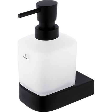 Distributeur De Savon Verre Satiné, Avec Fixation Noire Mate, Nikau Nimco (1/3)