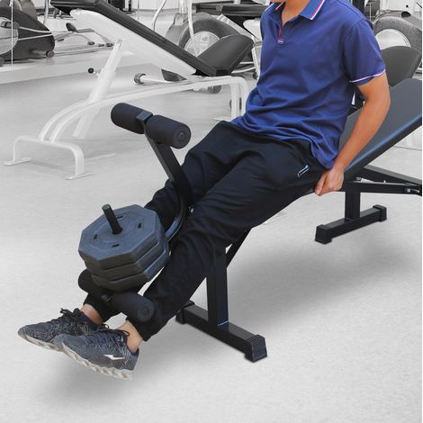 Banco de musculación plegable 172x83x118 cm en hierro negro con soporte sentadillas – MEUBLIV (1/5)