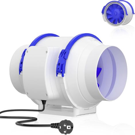 Ventilateur d'Extracteur 125mm, Extracteur d'Air Silencieux, Ventilateur Conduit Intelligent avec Plug pour Salle de Bain, Cuisine, Grenier Garage Imprimantes 3D Plantation (1/5)