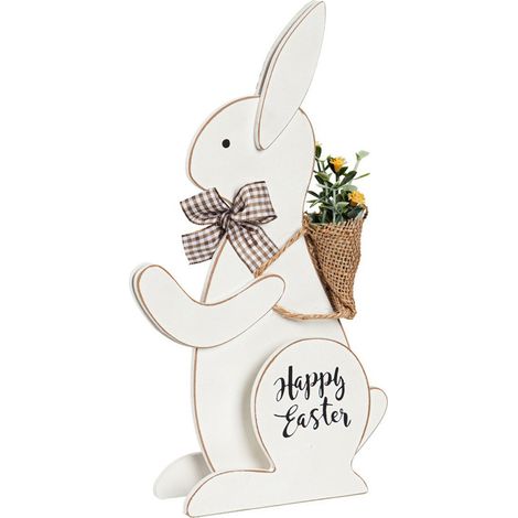 Ein entzückender 3D-Holzhase für Ostern, ein dekorativer Esstisch aus Holz. (1/2)
