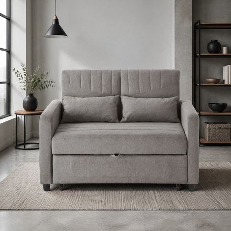 Sofá cama de 2 plazas con respaldo regulable, gris HAVRYA (1/5)