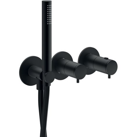 Façade douche/bain douche thermostatique 2 sorties Noir Mat - CRISTINA ONDYNA TV74213