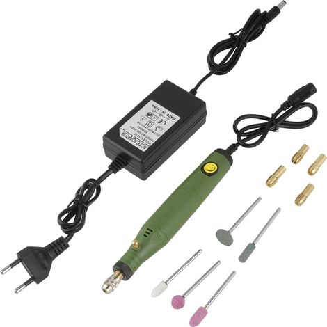 Mini trapano rotativo elettrico HJ101B da 18W, strumento di precisione per incisione e lucidatura con 5 mandrini e 5 punte inclusi. (1/5)