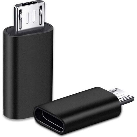 2 Pièces USB C Adaptateur, Micro USB vers USB C, Adaptateur USB C vers Micro USB Connecteur, Adaptateur Type C Fem Micro USB Male Connecteur pour PC, Galaxy, Mate, etc (Noir) (1/4)