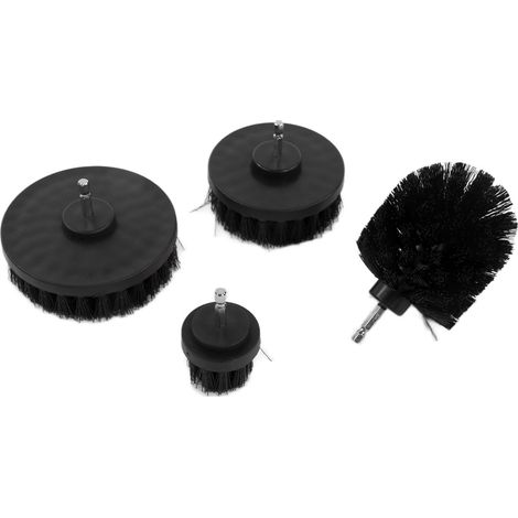 Ensemble de 4 brosses de nettoyage pour perceuse, outil de nettoyage électrique pour voiture, camion et moto, noir (1/5)