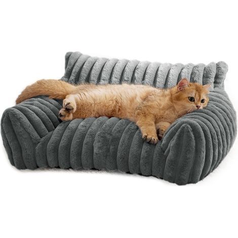 Canapé-lit pour chat, animal de compagnie mignon pour petits, moyens et grands chats, chiens, canapé moelleux pour animaux de compagnie d'intérieur avec fond antidérapant et housse lavable