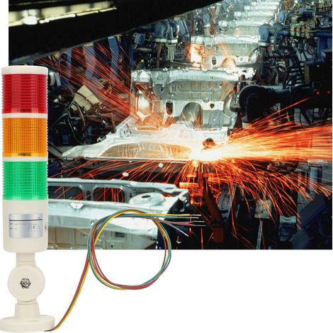 Voyant d'avertissement LED rouge/orange/vert pour machine CNC avec signal sonore (24 V CC) (1/5)
