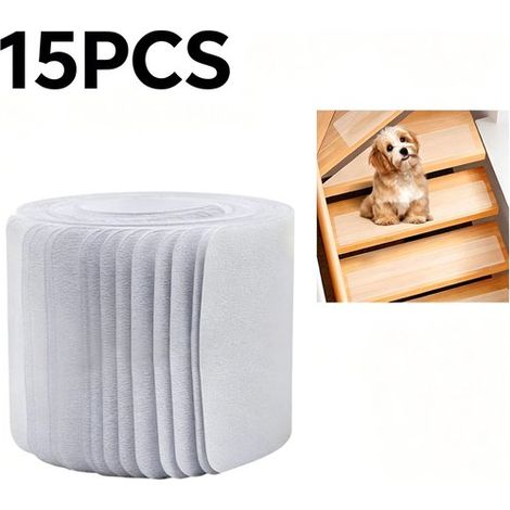 Set di 15 strisce antiscivolo trasparenti per gradini. Strisce antiscivolo trasparenti. Strisce antiscivolo per scale. Piedini antiscivolo. (1/5)