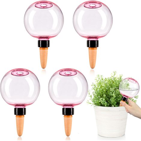 Lot de 4 Boule Arrosage Plante Reserve Eau Plante Pot Plante Reserve d Eau pour Arrosage Chambres Balcons Arrosage Vacances Rose A (1/4)