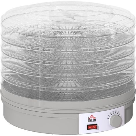 5-Tier Food Dehydrator 245W Adjustable Temperature Control for Drying Fruits, Vegetables, Meat, Jerky, and Pet Treats in Grey