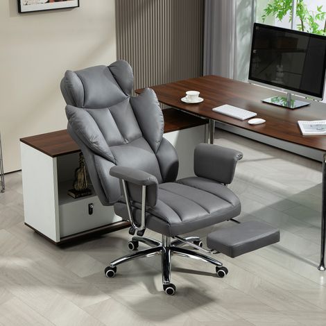 CHICFURN Silla de oficina ergonómica reclinable 74 x 65 x 128 cm gris oscuro con reposapiés (1/5)