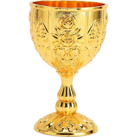 Coupe à vin métal repoussé motif floral vintage, finition or et détails exquis, idéal décoration intérieure ou cadeau. (1/5)