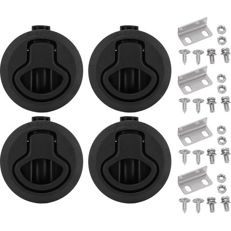 Loquet à fermeture encastrée marine de 61 mm/2,4 pouces avec anneau rond, quincaillerie pour armoires de bateaux, écoutilles, yachts et camping-cars (1/5)