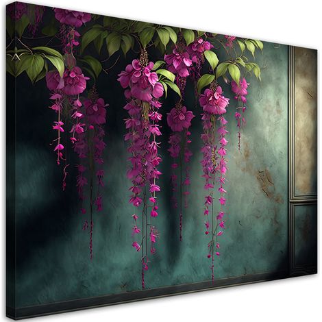 Tableau sur toile Tableau sur toile Suspension de fleurs roses en béton 90x60 (1/5)