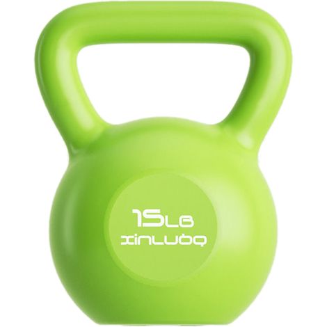 Haltère Kettlebell 6,8kg 15lb Vert – Poignée Large avec Protège-Paume et Protection Poignet pour Hommes Femmes – Musculation et Entraînement de Force (1/5)