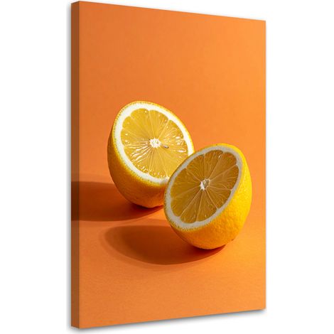 Quadro su tela, Metà limone su sfondo arancione - 20x30 (1/2)