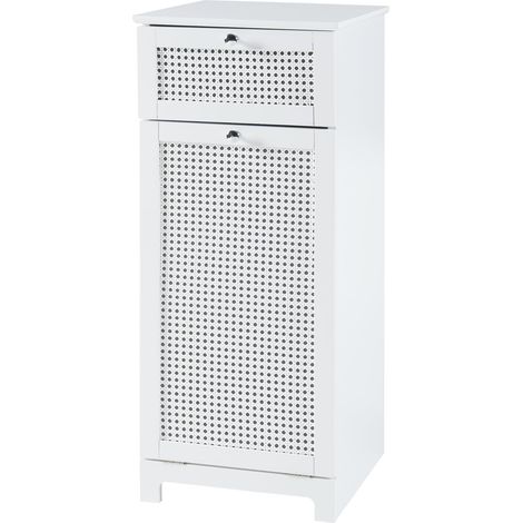 Mobile lavanderia in MDF PVC effetto rattan 90 x 38 x 40 cm bianco 030010147