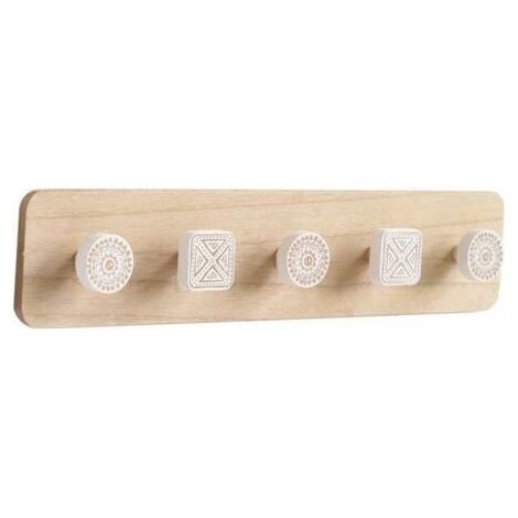 Patère murale en bois nordique minimaliste 48x10cm – Crochets en fer pour manteaux – Décoration moderne pour entrée (1/5)