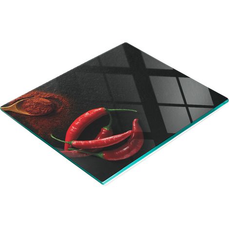 Vassoio da cucina in vetro con grafica a forma di peperoncino, 60x52 cm (1/5)