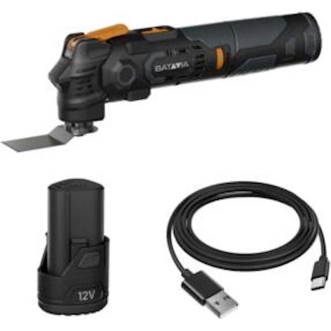 BATAVIA Cisaille à gazon et à arbuste sans fil - Fixxpack 12V 2-en-1 (avec batterie 2Ah et câble) - usage jardin et maison