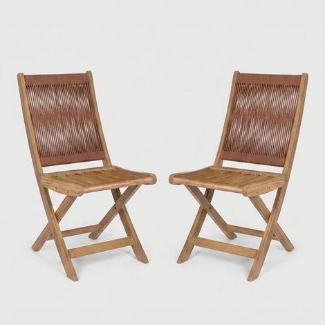 Lot de 2 chaises pliantes de jardin en bois Danubio - Rouge (1/3)