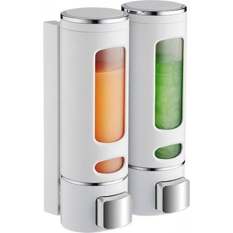 Distributeur Savon Mural 400 ML X 2 Distributeur Shampoing et Gel Douche Distributeur Savon Douche Double Distributeur de Savon Liquide Mural Manuel Distributeur de Désinfection des Mains (1/5)