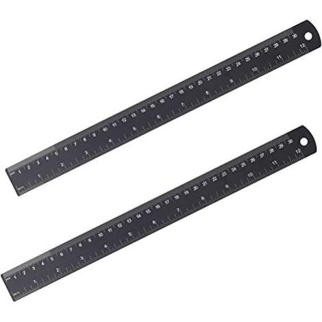 Lot de 2 règles 30 cm/300 mm, règle en aluminium noir incassable, outil de mesure pour l'école et le bureau (1/5)