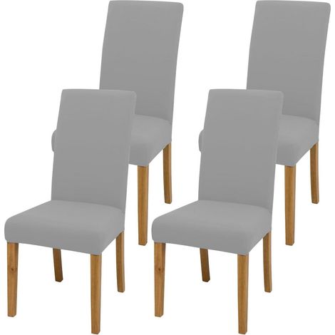 Housses de chaise extensibles et lavables (4 pièces) gris clair