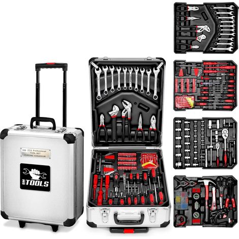 Boite à Outils 399 pièces BM TOOLS BMT-399-PCS en Chrome Vanadium  avec mallette en aluminium et poignée télescopique (1/5)