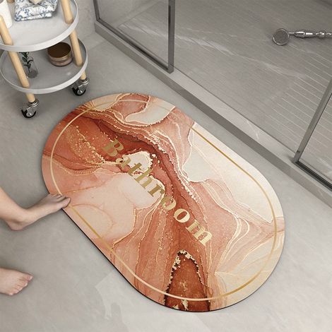 Tapis De Sol En Terre Diatomée - 40 X 60 Cm - Anti-dérapant - Absorbant Rapide - Pour Salle De Bain Toilette Entrée - 1 Pièce (1/5)
