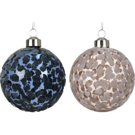 pallina di natale in vetro trasparente floccata D 8 cm colori modello assortito Peraga Christmas