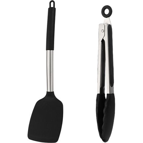 Ustensile De Cuisine En Silicone - Tête En Silicone Alimentaire - Manche En Acier Inoxydable 304 - Résistant À La Chaleur Jusqu'à 230 °C - Pour Cuisinières Et Casseroles - 2 Pièces (1/5)