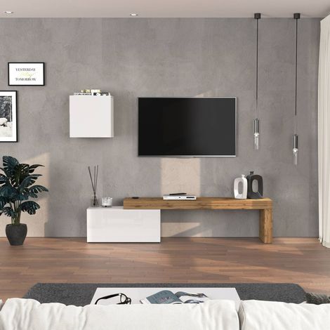 WHOUS Parete attrezzata Chronos set soggiorno bianco lucido e rovere 180/260x40 cm (1/5)