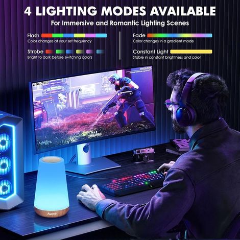 Lampe de Chevet, Veilleuse d'allaitement Nuit, Veilleuse Bébé Tactile avec 13 Couleurs RGB, 2500mAh Rechargeable USB, Lampe de Chevet sans Fil Télécommande pour Chambre Eanfant Salon Camping
