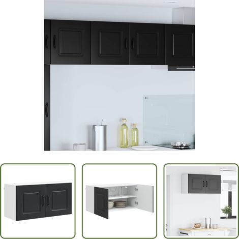 Küchenwandschrank -  Küchenschrank Kalmar Schwarz 80 x 31 x 40 cm Holzwerkstoff (1/5)