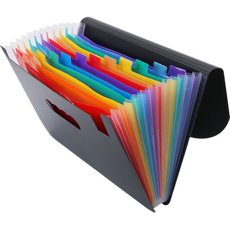 Multifunktionaler, erweiterbarer Aktenorganizer aus strapazierfähigem Polypropylen, tragbarer Aktenorganizer mit farbigen Etiketten, geeignet für die Verwaltung von Papier im Format DIN A4.