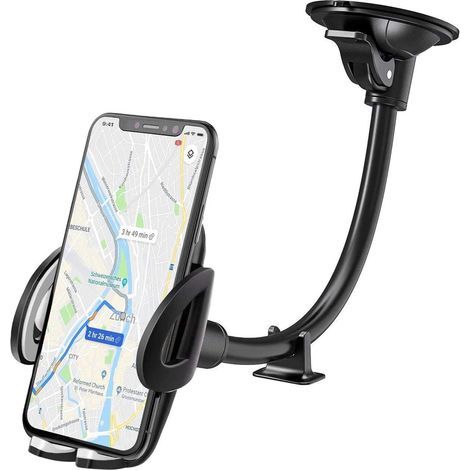 Car Phone Holder Suction Cup Portable Car Mount for Windshield with 360° Rotation for Smartphone, GPS Devices (1/4)
