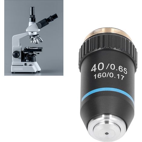 Hochleistungs-Mikroskopobjektiv 40x, 195 schwarzes achromatisches Objektiv, 20,2 mm Gewinde am Objektiv, Standard-RMS-Größe für Mikroskopobjektive. (1/5)