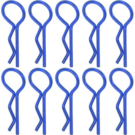 Lot de 10 pinces métalliques en R pour carrosserie de voiture RC, bleu, adapté aux modèles 1/5 1/6 1/8 1/10 (1/5)