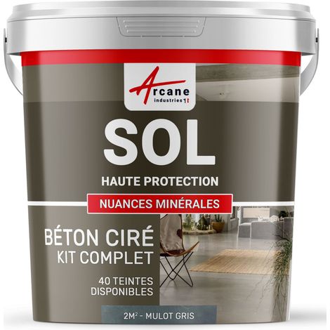 Béton ciré sol en kit, primaire et vernis de finition inclus - 2 m² (en 2 couches) Mulot Gris - ARCANE INDUSTRIES