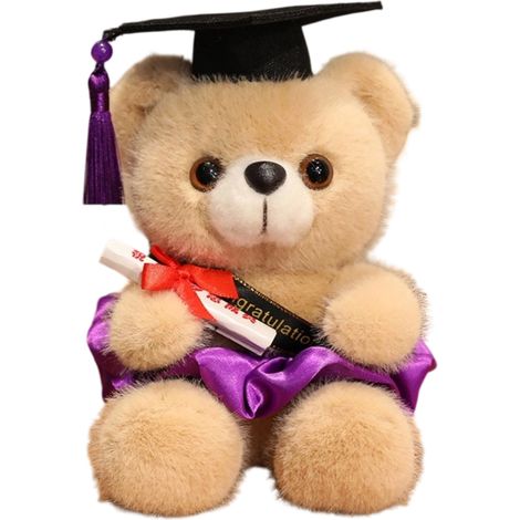 Abschluss-Teddybär mit Absolventenhut, goldenem Pompon und Diplom – Passend zu Abschlussfeiern (1/5)