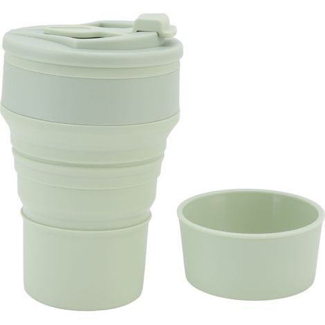 Gobelet pliable en silicone pour voyage et camping, tasse extensible résistante à la haute température, vert clair, 500ml (1/5)