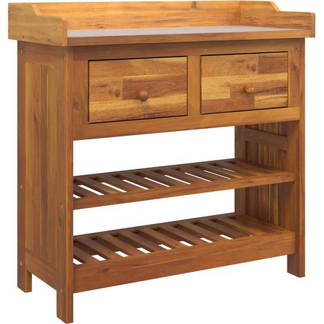 Maison Exclusive - Mobiletto da Giardino con cassetto Naturale 78 x 36,5 x 78cm (1/5)