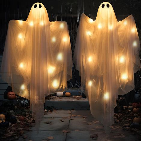 LED Lichterkette großer Geist weiß mit Warmlicht Halloween Deko für Garten und Terrasse (1/3)