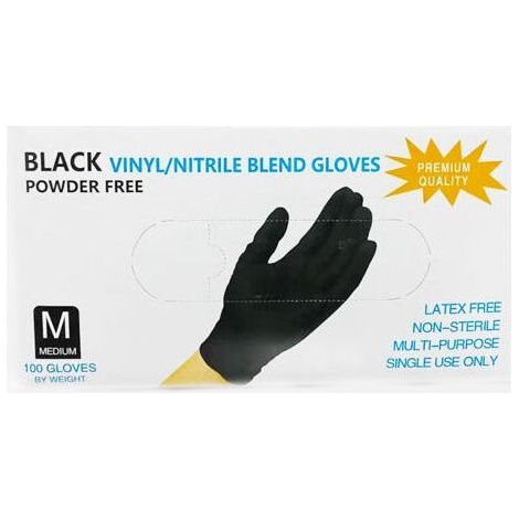 Einweg-Nitrilhandschuhe für Untersuchungen, schwarze, latexfreie Einweg-Nitrilhandschuhe für medizinische, kulinarische und kosmetische Zwecke, lebensmittelechte Gummihandschuhe, puderfrei, unsteril, (1/5)