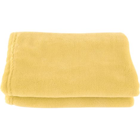 Couverture En Polaire Rayée Jaune - Tissu Épais Et Chaud - Pour Intérieur Et Extérieur Camping Pique-Nique - 1 Pièce (1/5)