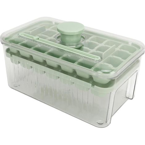 Bac à Glaçons avec Couvercle, Bac à Glaçons avec Couvercle, Cuillère en Silicone Pet, Presse, Plateau à Glaçons, Boîte De Moule pour Cuisine, Restaurant (1/5)