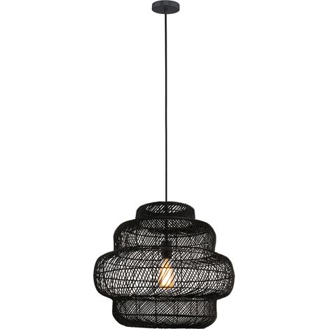 HOME DELUXE Lampadario in rattan SIA - Nero
