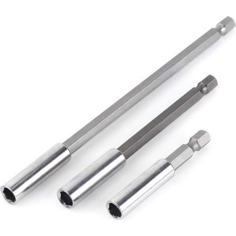 Tournevis Électrique – rallonge magnétique 1/4″ pour embouts, lot de 3 pièces en acier trempé, compatible perceuses et visseuses (1/4)