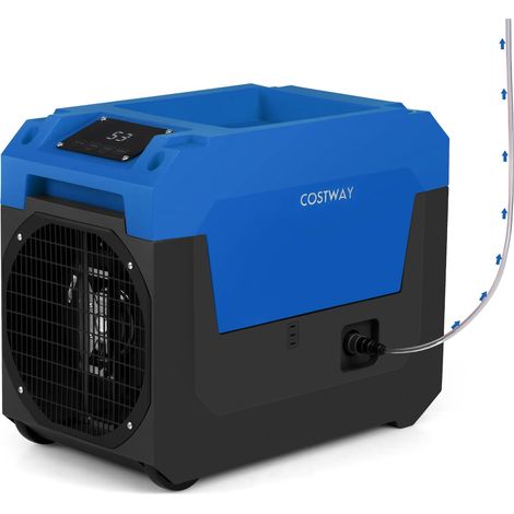 Déshumidificateur électrique 66 l/jour avec tuyau de vidange et pompe, puissant pour cave, chantier et grandes pièces jusqu'à 167 m² (bleu) (1/5)